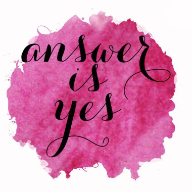 Cevap, soyut renkli arkaplan üzerindeki evet metni.