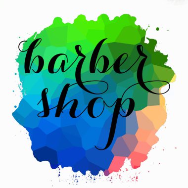 Soyut renkli arkaplan üzerine berber dükkanı metni 