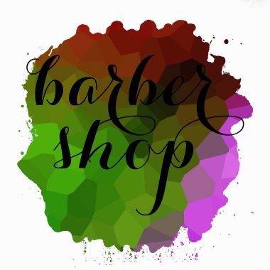 Soyut renkli arkaplan üzerine berber dükkanı metni 