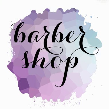 Soyut renkli arkaplan üzerine berber dükkanı metni 