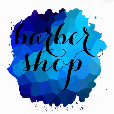 Soyut renkli arkaplan üzerine berber dükkanı metni 