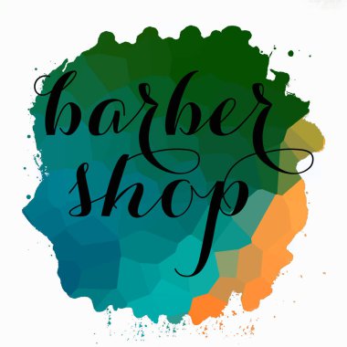 Soyut renkli arkaplan üzerine berber dükkanı metni 