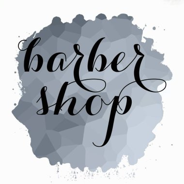 Soyut renkli arkaplan üzerine berber dükkanı metni 