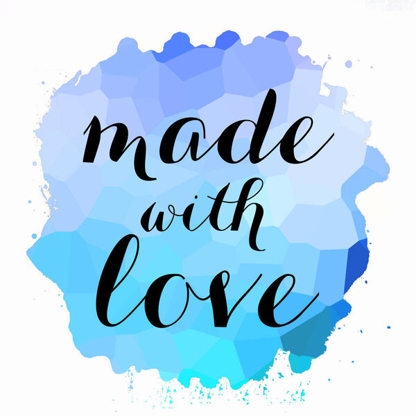 made with love text on abstract colorful background