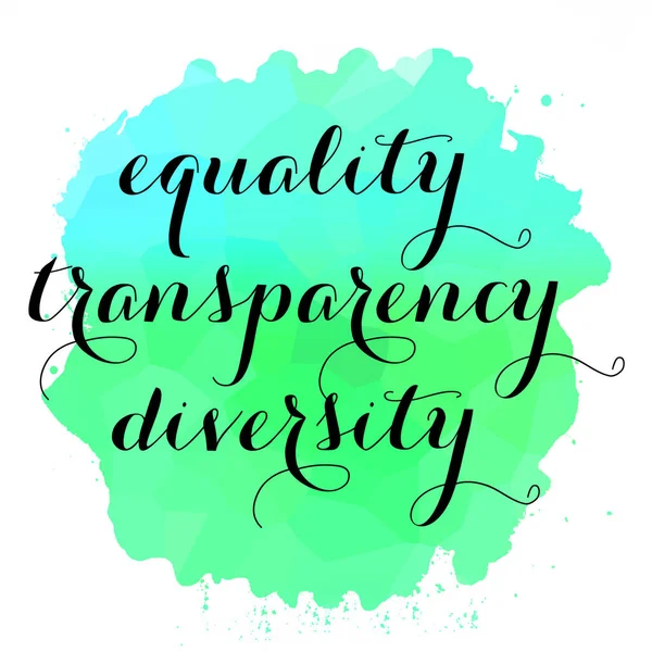 Gleichheit Transparenz Vielfalt Auf Text Auf Abstraktem Buntem Hintergrund — Stockfoto