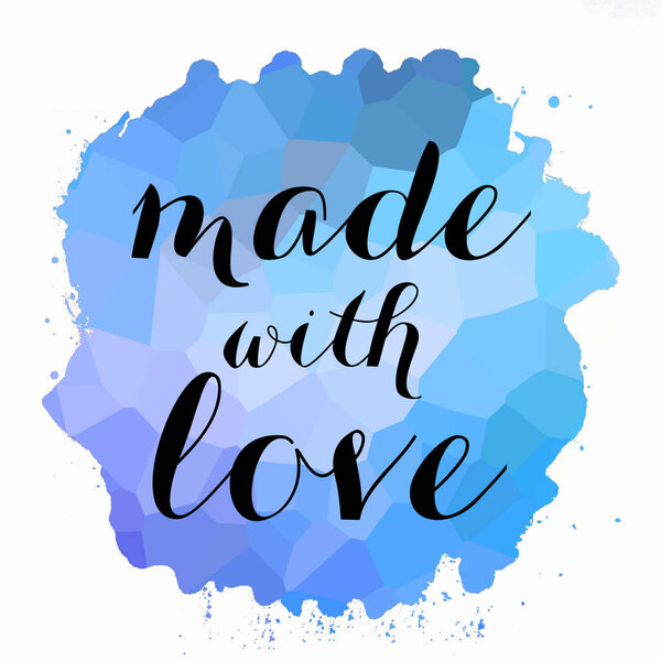 made with love text on abstract colorful background