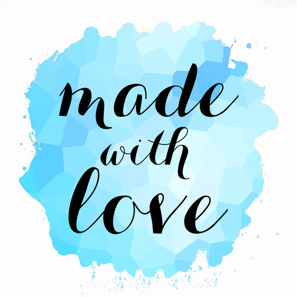 made with love text on abstract colorful background