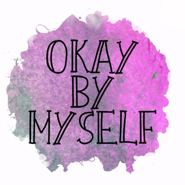 Tamam, tek başıma soyut renkli arkaplan üzerine metin yazdım.