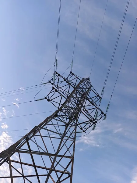Elektrisk Överföring Tornet Blå Himmel — Stockfoto