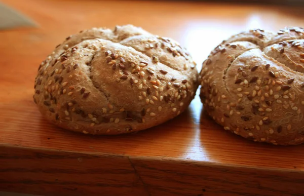 Färskt Bröd Bullar Närbild — Stockfoto