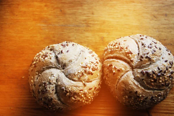 Čerstvé Chlebové Bochánky Zavřít Pohled — Stock fotografie