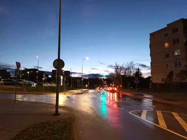 View Vil City Night Lithuania — стоковое фото