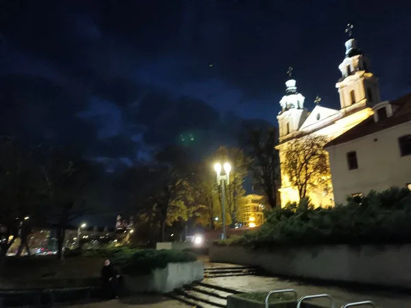 Blick Auf Die Stadt Vilnius Bei Nacht Litauen — Stockfoto