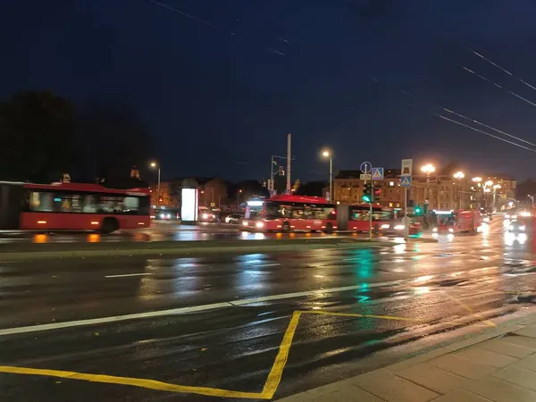 Вид Місто Вільнюс Вночі Литва — стокове фото