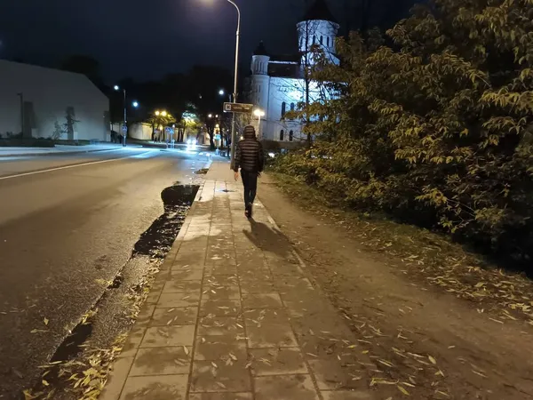 밤에는 리투아니아의 도시를 내려다 — 스톡 사진
