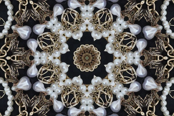 Abstrakt Golden Forms Mandala Vzor Pocházející Fraktální Design Esoterické Bezešvé — Stock fotografie