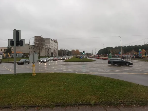 Vieja Calle Ciudad Con Montón Coches — Foto de Stock