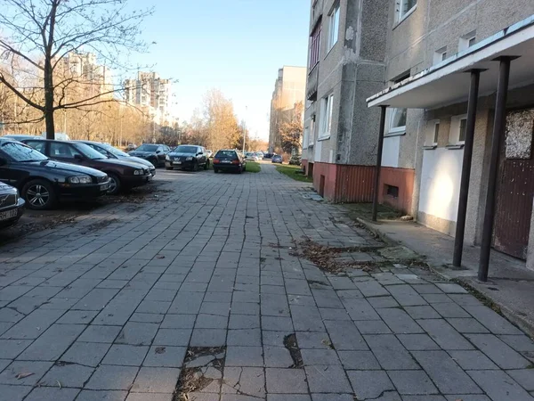 Old City Street Lot Cars — Stockfoto