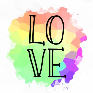 Soyut renkli arkaplanda Kelime Sevgisi