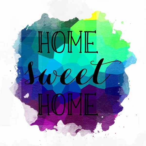 Home Słodki Tekst Domu Abstrakcyjnym Kolorowym Tle — Zdjęcie stockowe