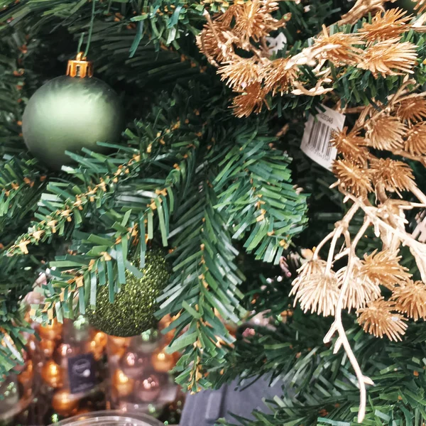 圣诞背景 装饰和玩具近景 — 图库照片