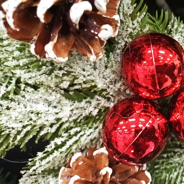 Noel Arkaplanı Dekor Oyuncaklar Manzarayı Kapatır — Stok fotoğraf