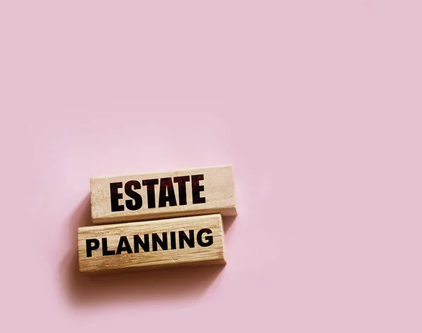 Estate Planning Wooden Blocks Pink Background Real Estate Business Concept — Stock Photo, Image