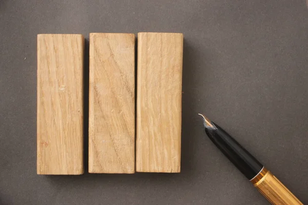 Houten Blokken Pen Tafel — Stockfoto