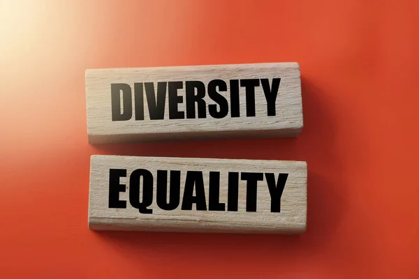 多様性木製ブロック上の平等の言葉 ジェンダー 性的指向 民族性 障害等々 — ストック写真