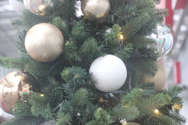 Weihnachtsdekoration Aus Nächster Nähe Blick Auf Den Baum — Stockfoto