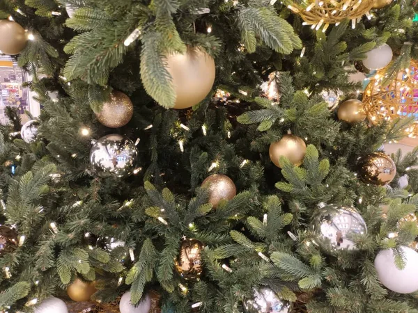 Weihnachtsdekoration Aus Nächster Nähe Blick Auf Den Baum — Stockfoto