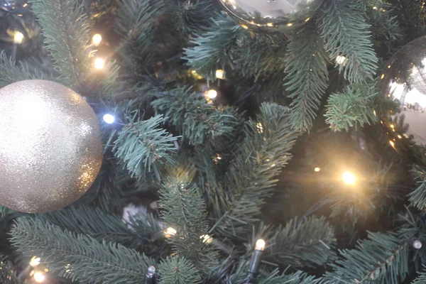 Weihnachtsdekoration Aus Nächster Nähe Blick Auf Den Baum — Stockfoto