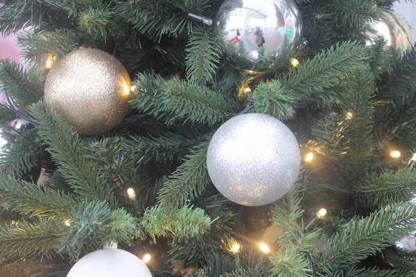 Vánoční Dekorace Zavřít Pohled Strom — Stock fotografie