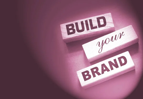 Фраза Build Your Brand Написана Дерев Яних Блоках Вінтажним Стилем — стокове фото
