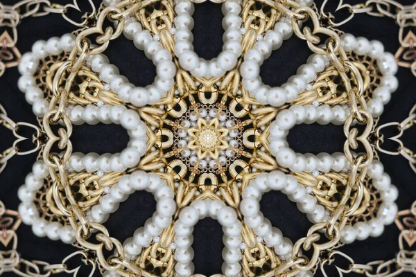Абстрактні Золоті Форми Мандала Візерунок Походить Від Фрактального Дизайну Езотеричний — стокове фото