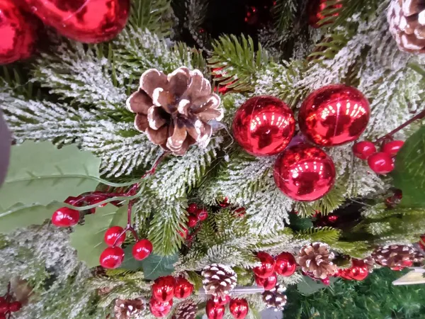 Noel Süslemeleri Oyuncaklar Manzarayı Kapatır — Stok fotoğraf