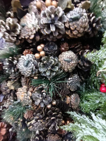 Kerst Decoraties Close Uitzicht Feestelijke Achtergrond — Stockfoto
