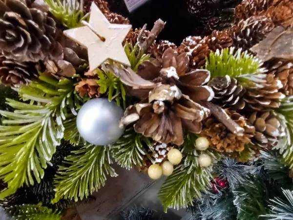 Kerst Decoraties Speelgoed Close Uitzicht — Stockfoto