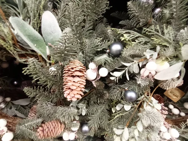 Noel Süslemeleri Yakın Görünüm Şenlik Arka Planı — Stok fotoğraf