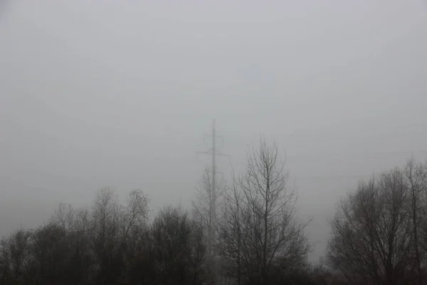 Αργά Φθινόπωρο Θέα Ομίχλη — Φωτογραφία Αρχείου