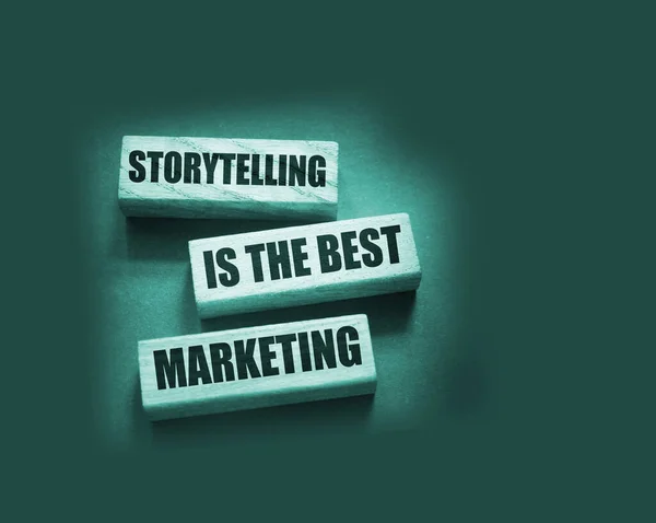 Storytelling is the best Marketing words on wooden blocks. The motivational marketing piar advertising concept.