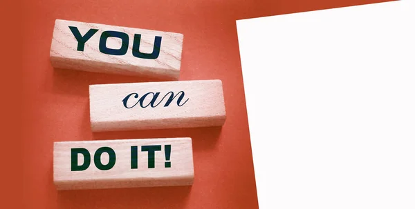 You Can Word Wooden Blocks Gray Background Motivation Affirmation Encouraging — Stock Photo, Image
