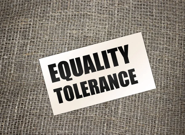 Tolerancia Egyenlőség Szavak Vászonvásznon Üzleti Koncepció Tolerancia Társadalmi Fogalom — Stock Fotó