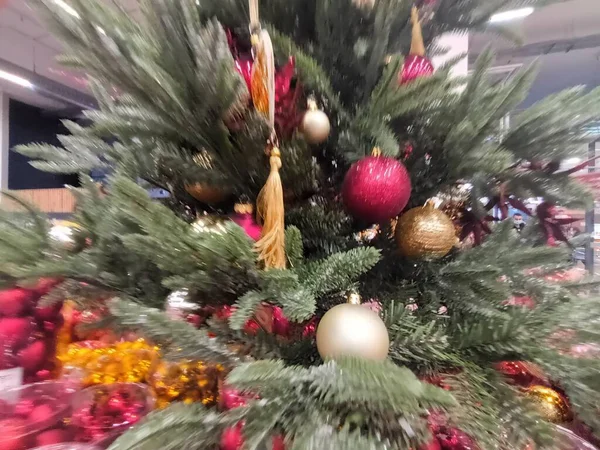 Primer Plano Las Decoraciones Navideñas Las Decoraciones Año Nuevo — Foto de Stock