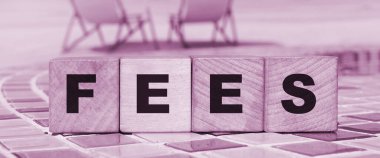 Tahta bloklar ve metin: ücretler. Vergi işi kavramı.