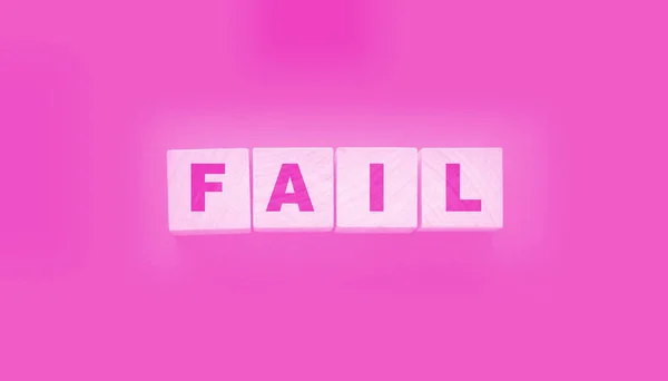 Fail Word Text Écrit Blocs Cube Bois Sur Fond Noir — Photo