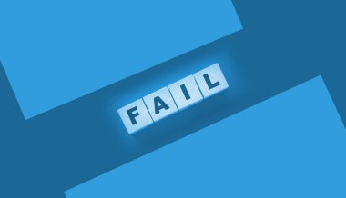 Başarısız Kelime metni siyah arkaplan üzerine tahta küp bloklarıyla yazılmış. İş krizi kavramı.