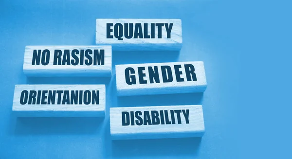 Worte Der Diversity Gleichheit Auf Holzklötzen Geschlecht Sexuelle Orientierung Rasse — Stockfoto