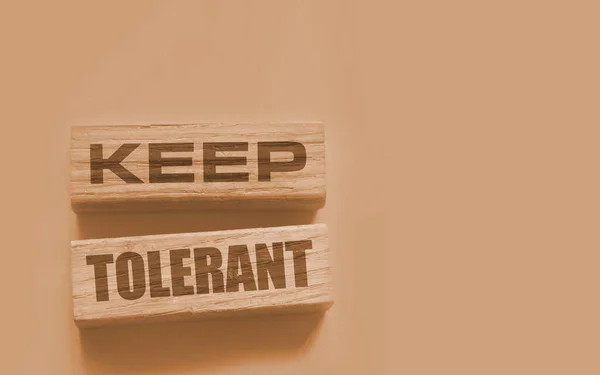 Blokkok Szöveggel Tartsa Toleráns Tolerancia Sokszínűség Társadalmi Üzleti Csapatmunka Koncepció — Stock Fotó