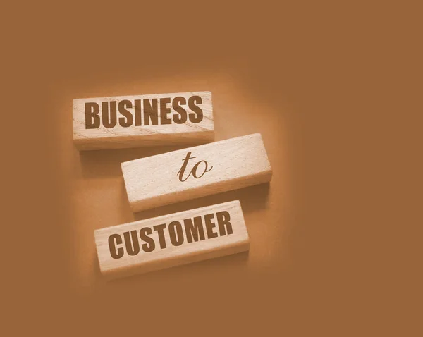 Business Customer Inscription Made Wooden Blocks Grey Tabletop B2C Business — Stock Photo, Image